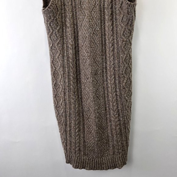 LRL Lauren Jeans Co Wool Blend Cable-Knit Grey Brown Sleeveless Women Dress Sz L - Picture 6 of 15